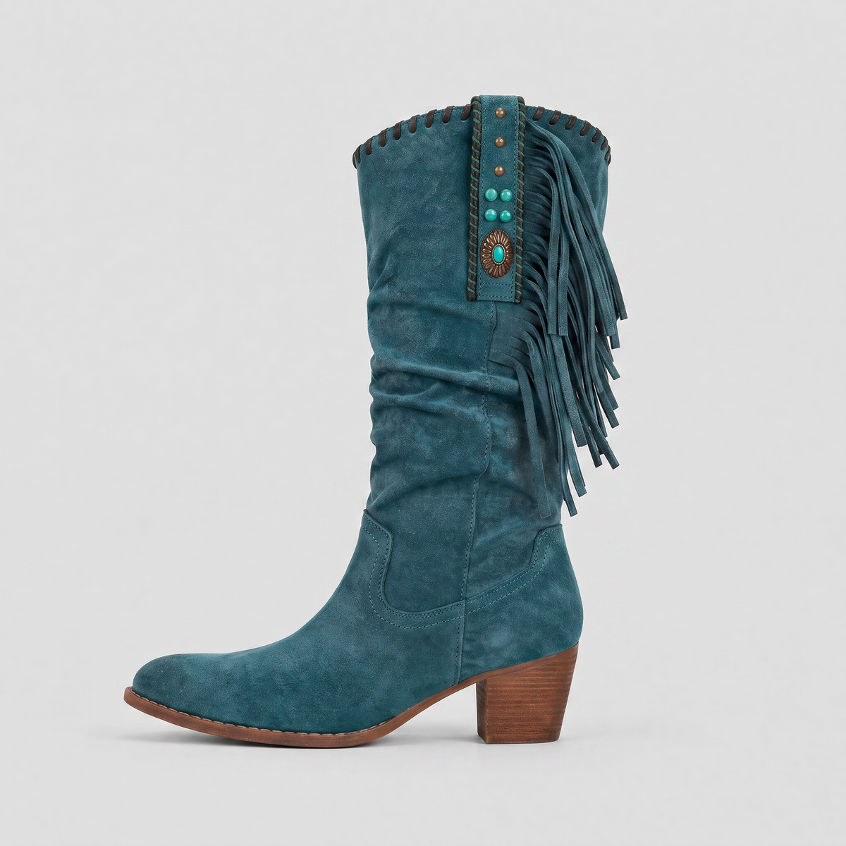 Bottes western en daim à franges et perles — Amielle Paris — vue 9