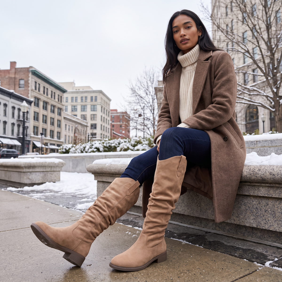 Bottes hautes plissées à bride et petit talon — Amielle Paris — vue 2