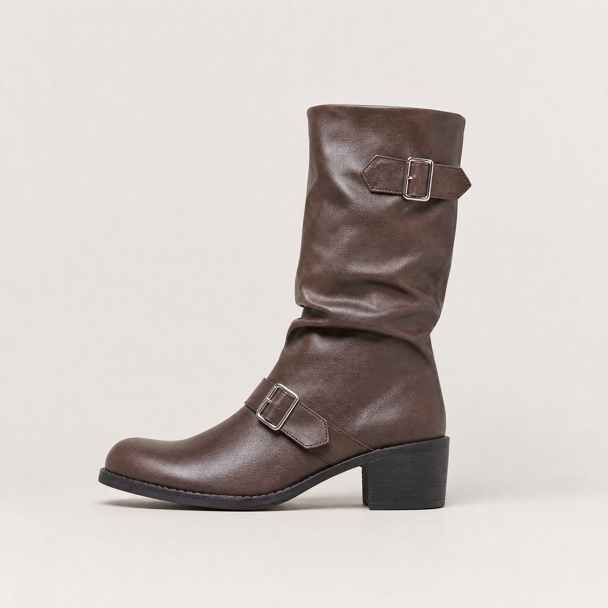 Bottes hautes souples à double boucle et talon bloc — Amielle Paris — vue 1