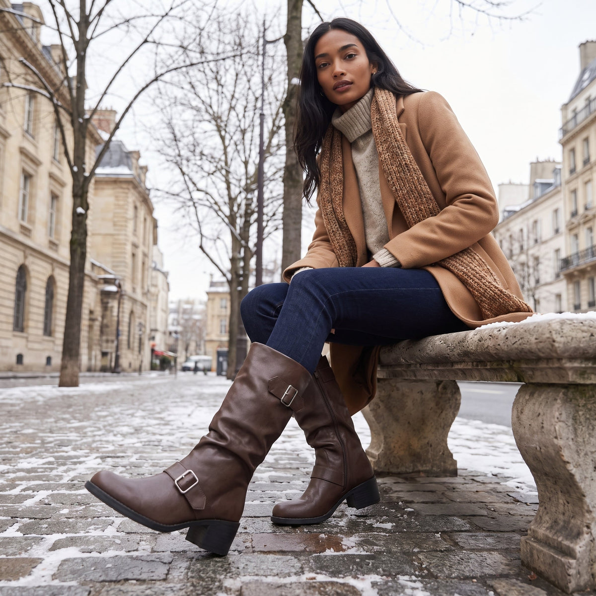 Bottes hautes souples à double boucle et talon bloc — Amielle Paris — vue 2