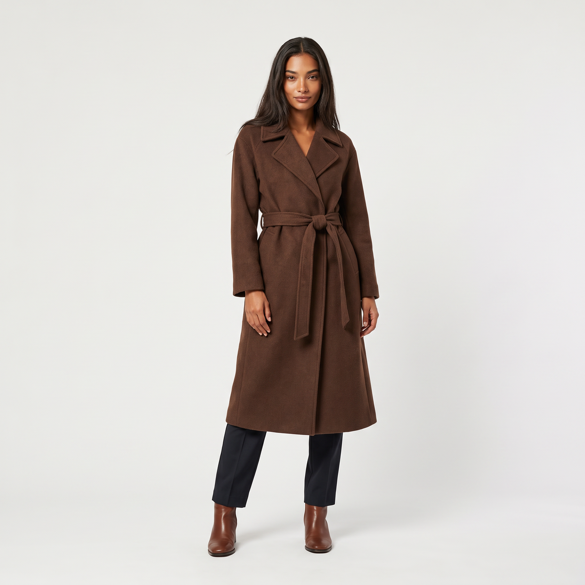 Manteau portefeuille mi-mollet à larges revers — Amielle Paris — vue 11