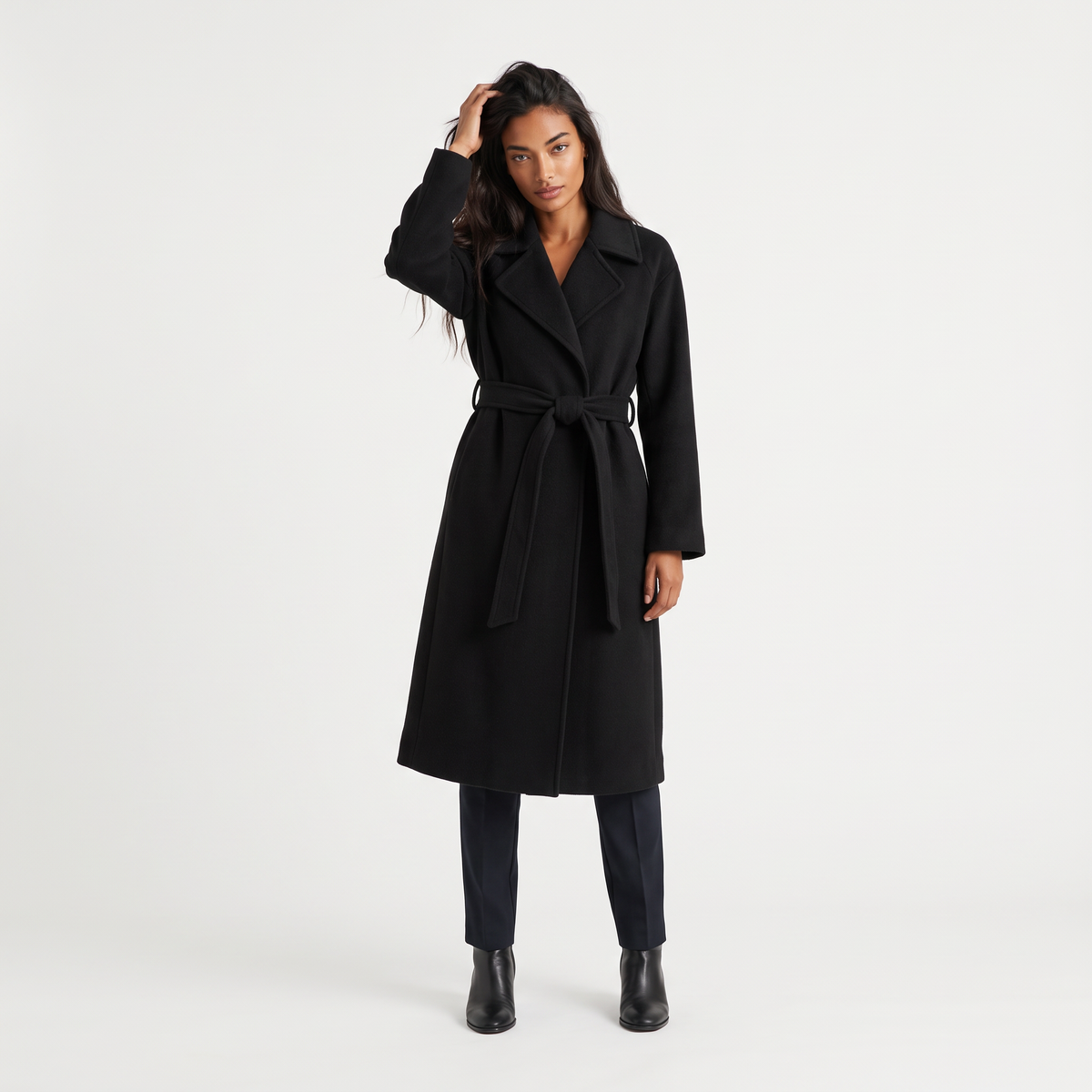Manteau portefeuille mi-mollet à larges revers — Amielle Paris — vue 8