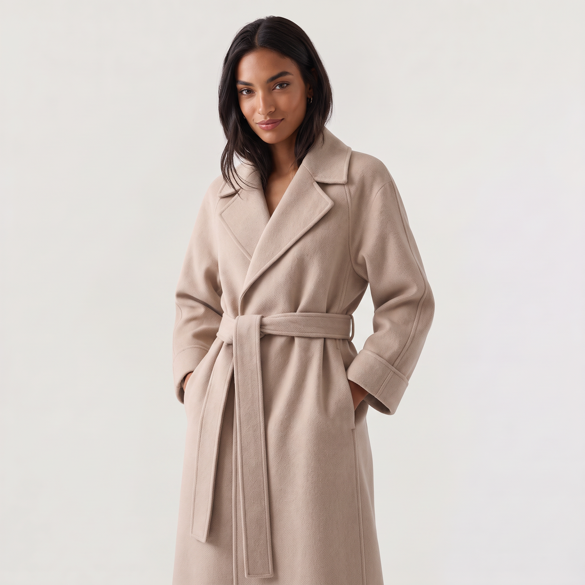 Manteau portefeuille mi-mollet à larges revers — Amielle Paris — vue 3