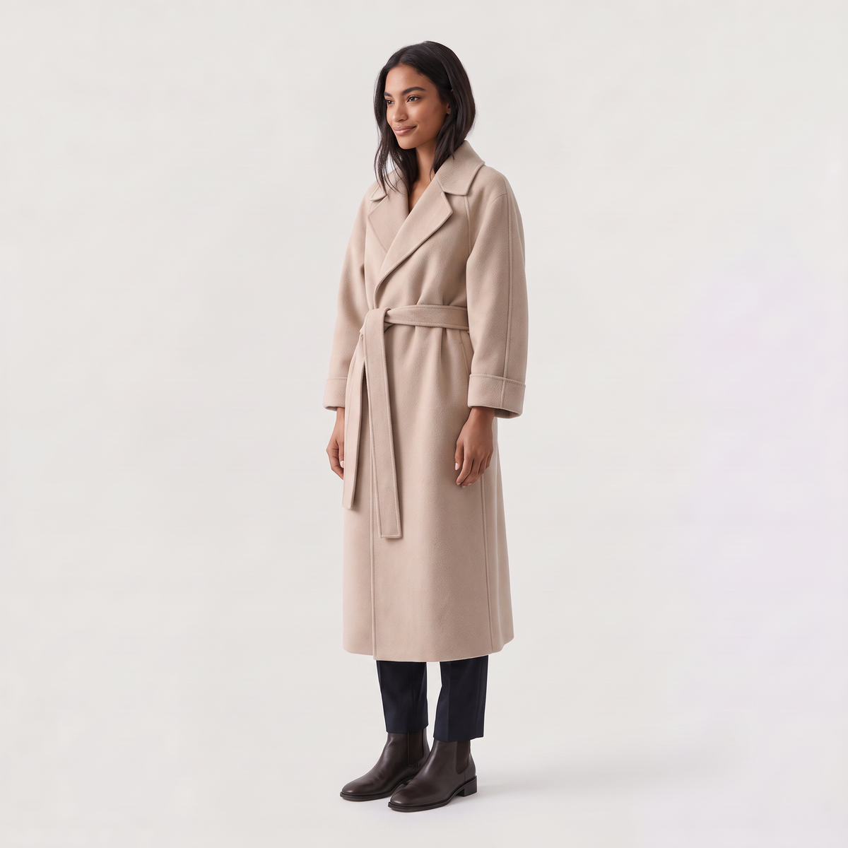 Manteau portefeuille mi-mollet à larges revers — Amielle Paris — vue 4