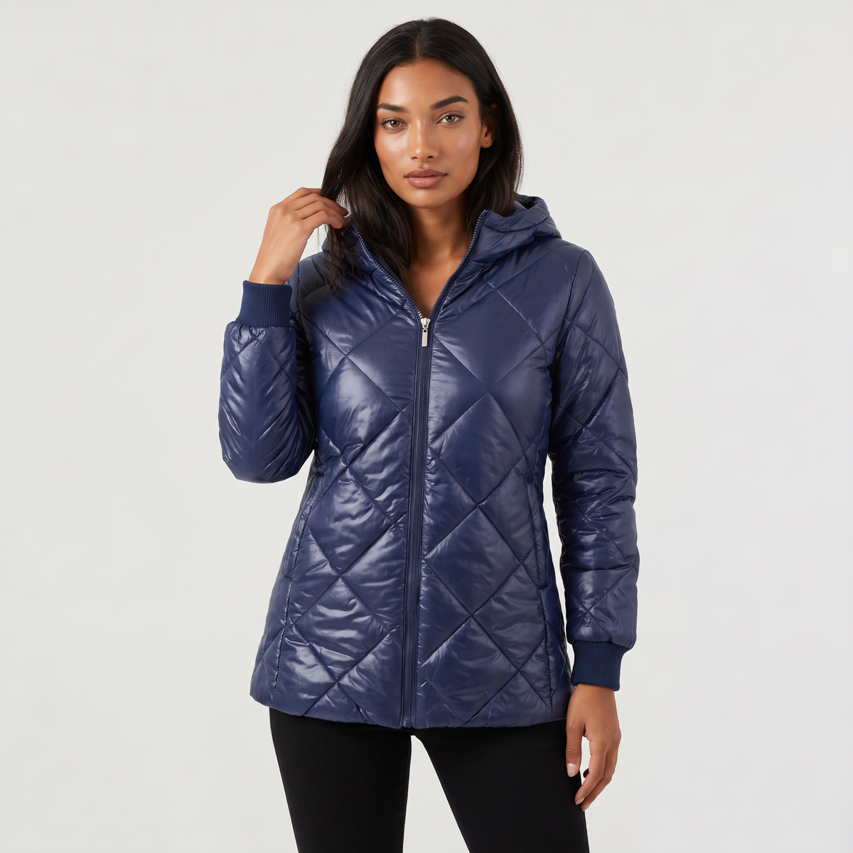 Veste matelassée mi-cuisse à capuche doublée — Amielle Paris — vue 6