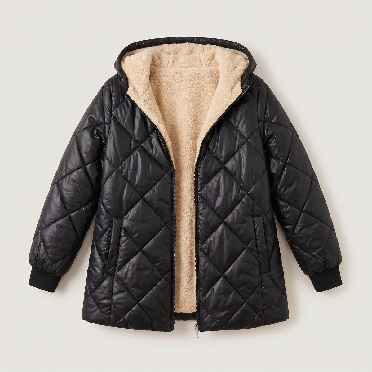 Veste matelassée mi-cuisse à capuche doublée — Amielle Paris — vue 9