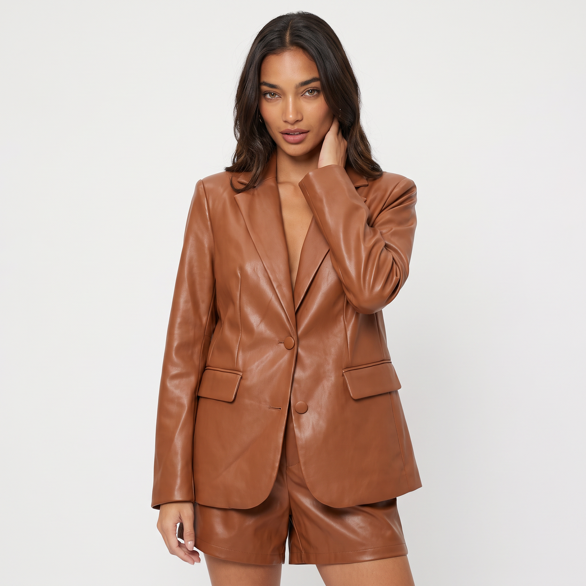 Blazer marron ample à bouton unique — Amielle Paris — vue 1