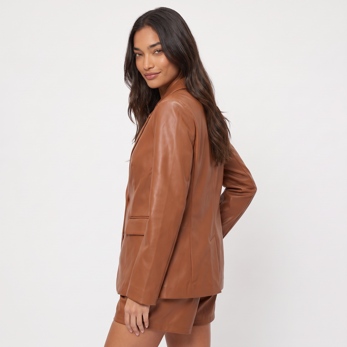 Blazer marron ample à bouton unique — Amielle Paris — vue 5