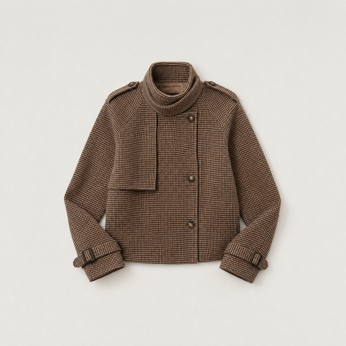 Veste courte à carreaux et col montant — Amielle Paris — vue 6