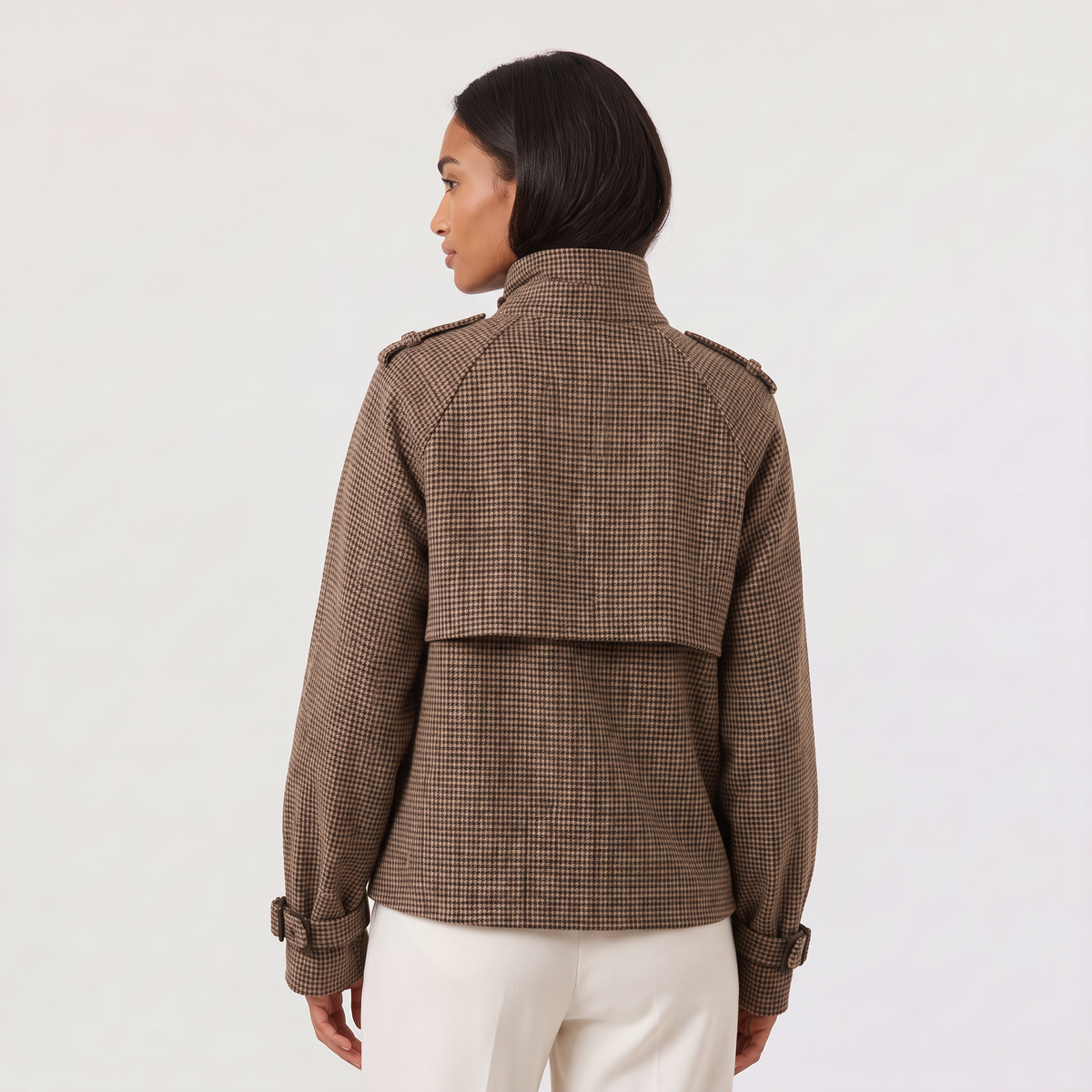 Veste courte à carreaux et col montant — Amielle Paris — vue 4