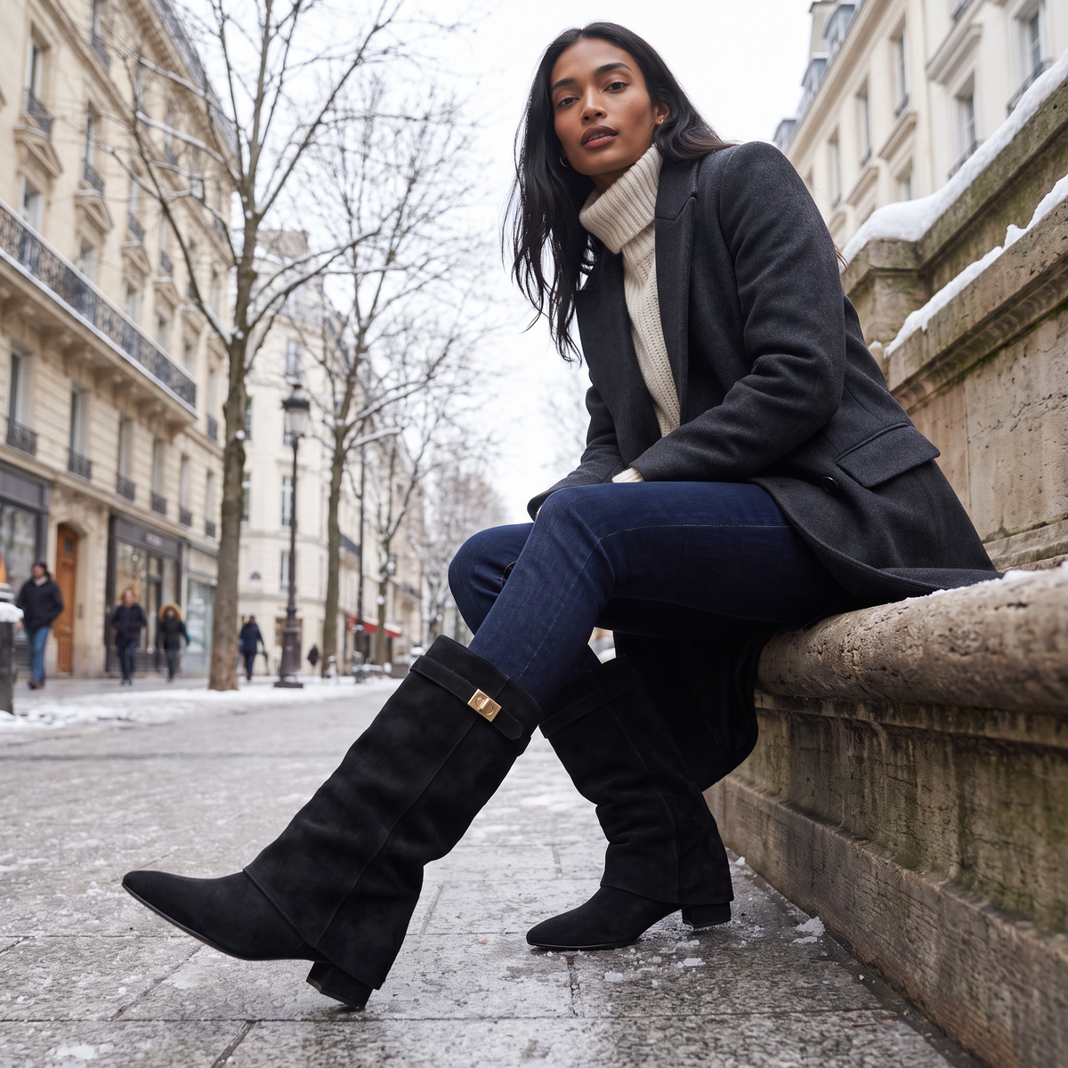 Bottes hautes à bout pointu et petit talon bloc — Amielle Paris — vue 2