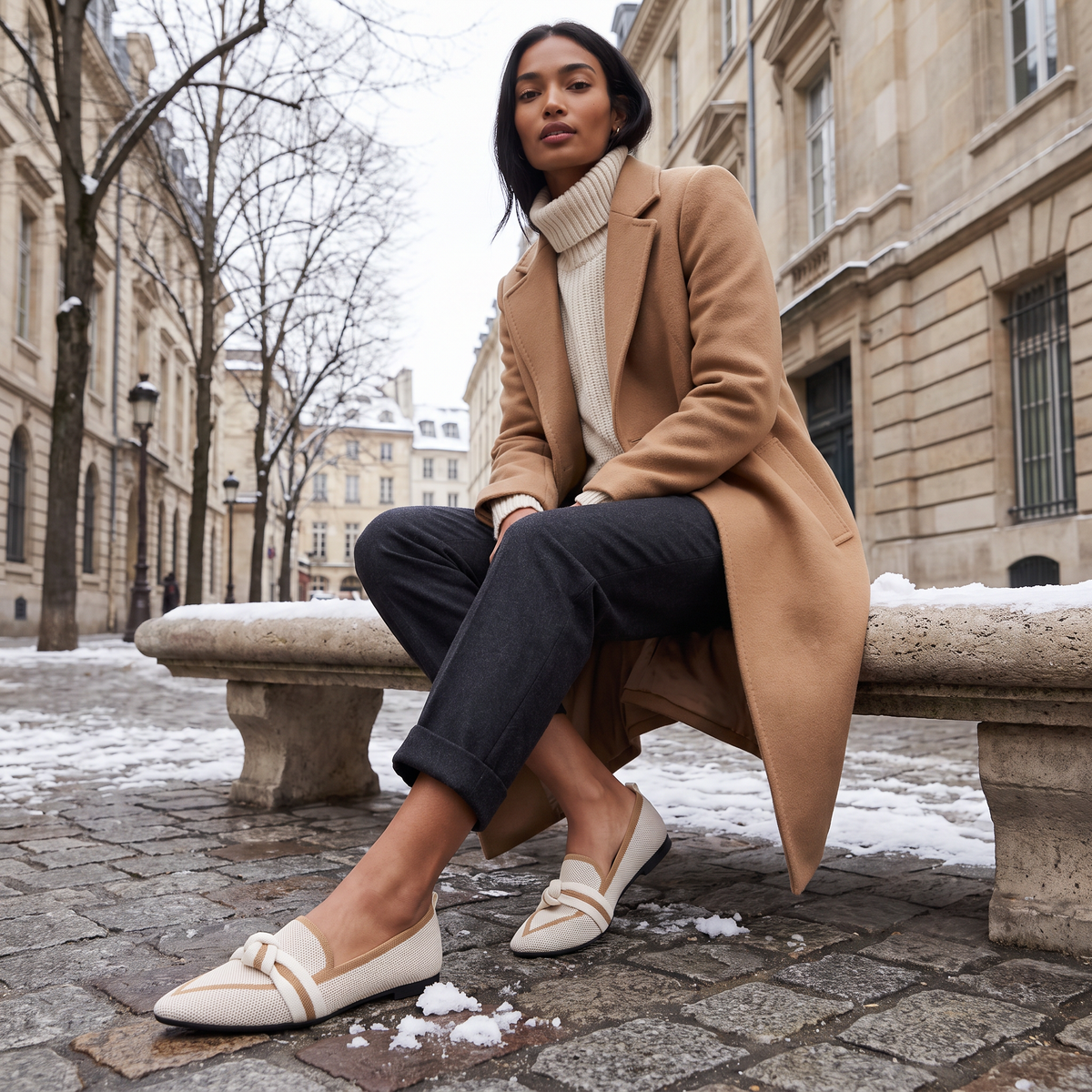 Mocassins en maille à bout pointu et nœud — Amielle Paris — vue 2