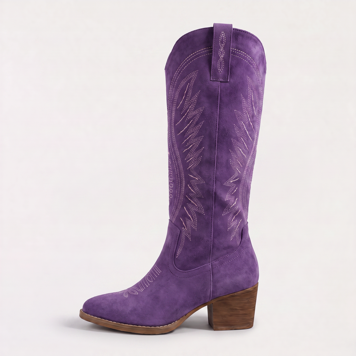 Bottes western hautes brodées effet daim — Amielle Paris — vue 9