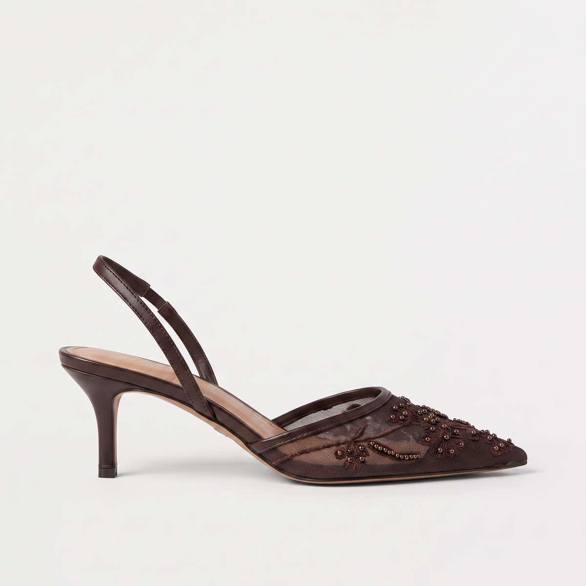 Mules à talon fin en résille brodée de fleurs — Amielle Paris — vue 8