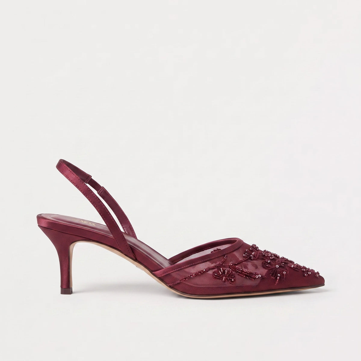 Mules à talon fin en résille brodée de fleurs — Amielle Paris — vue 7