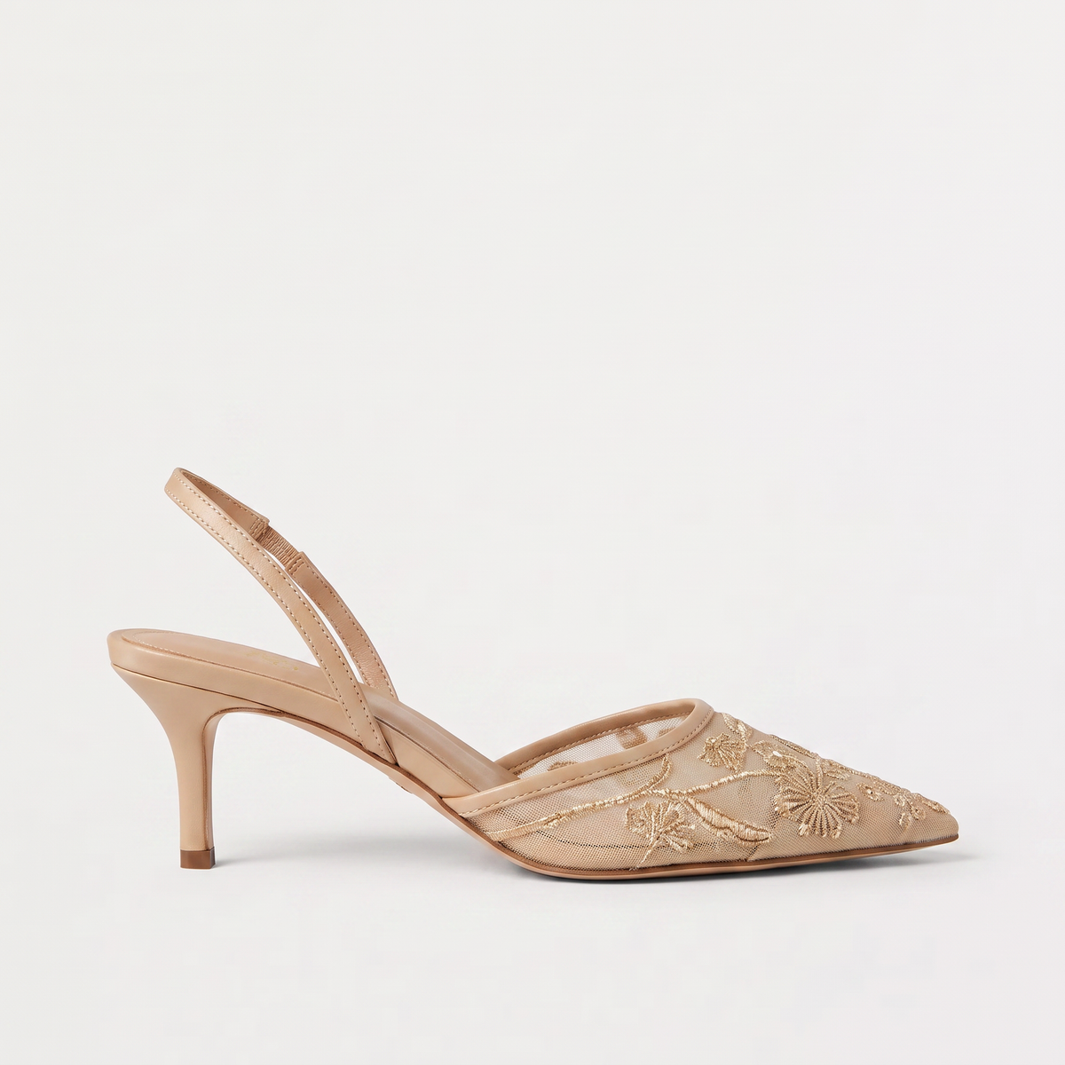 Mules à talon fin en résille brodée de fleurs — Amielle Paris — vue 6