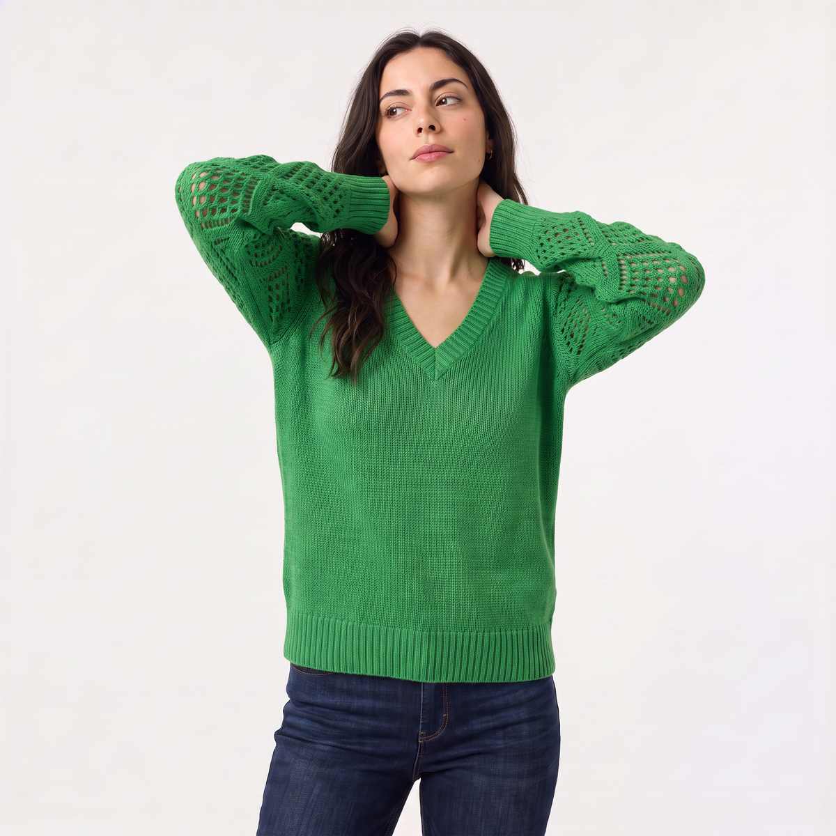 Pull col V à manches ajourées — Amielle Paris — vue 19