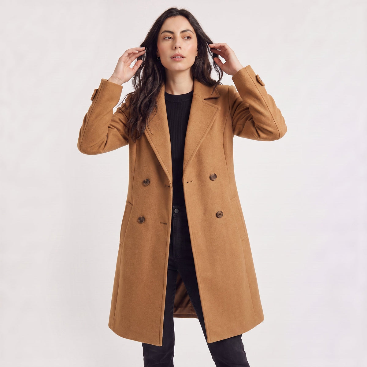 Manteau croisé mi-cuisse en laine mélangée — Amielle Paris — vue 9