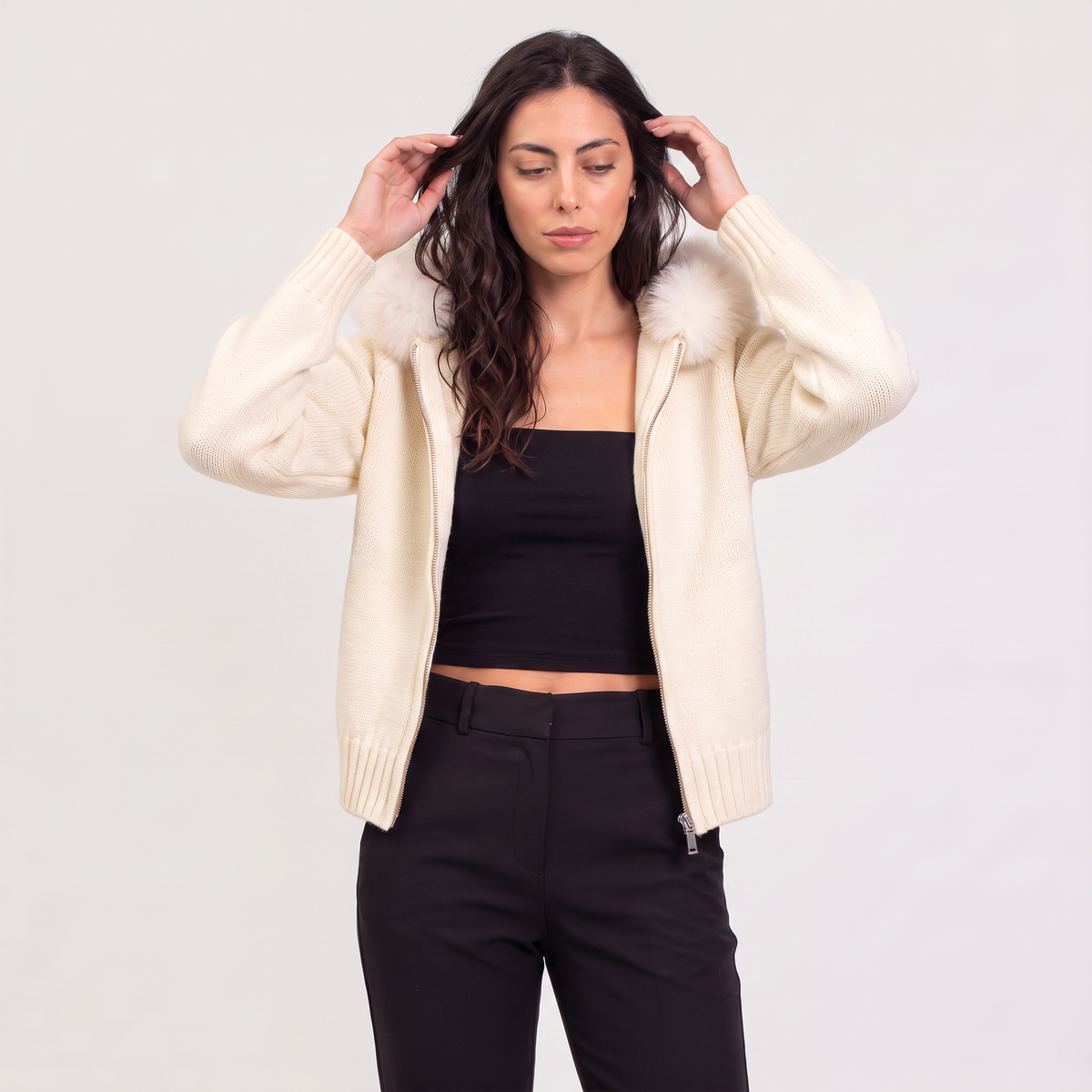 Veste en laine mélangée à col amovible — Amielle Paris — vue 10