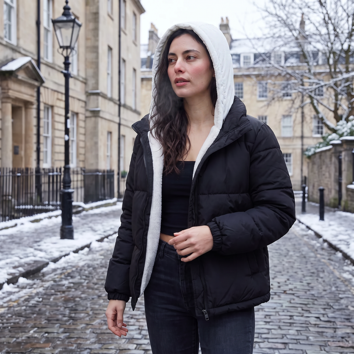 Doudoune à capuche doublée de polaire sherpa — Amielle Paris — vue 2