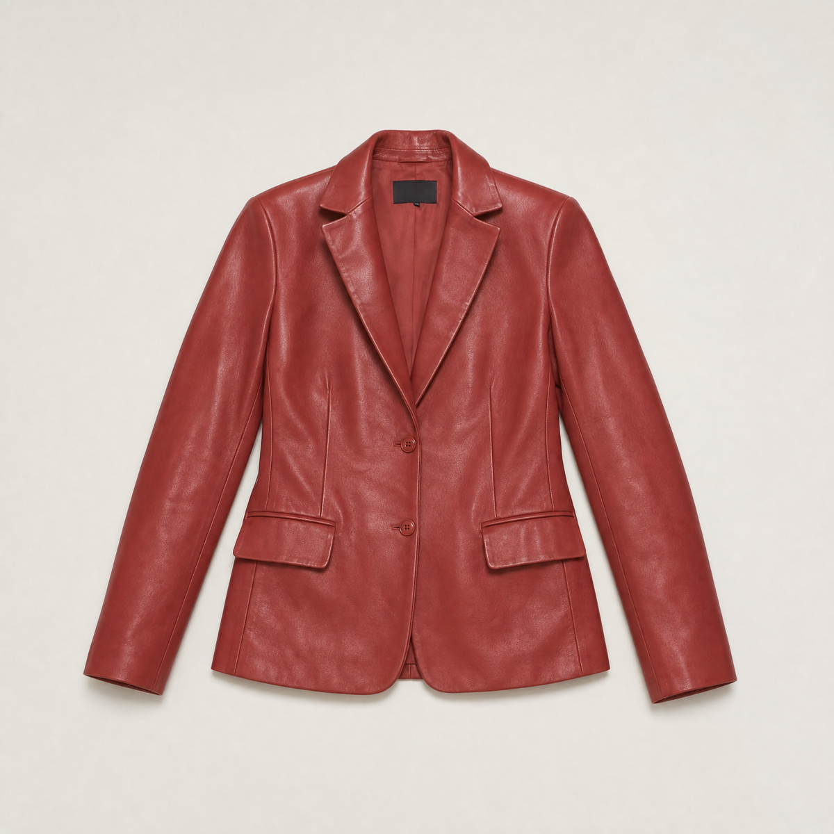 Blazer en cuir cintré à revers et bouton unique — Amielle Paris — vue 6