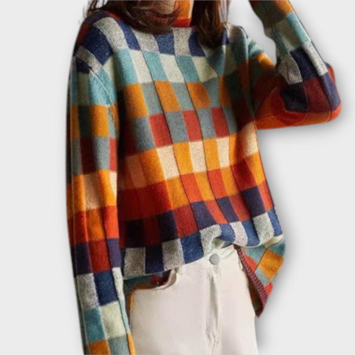 Erika | Pull à col roulé façon patchwork