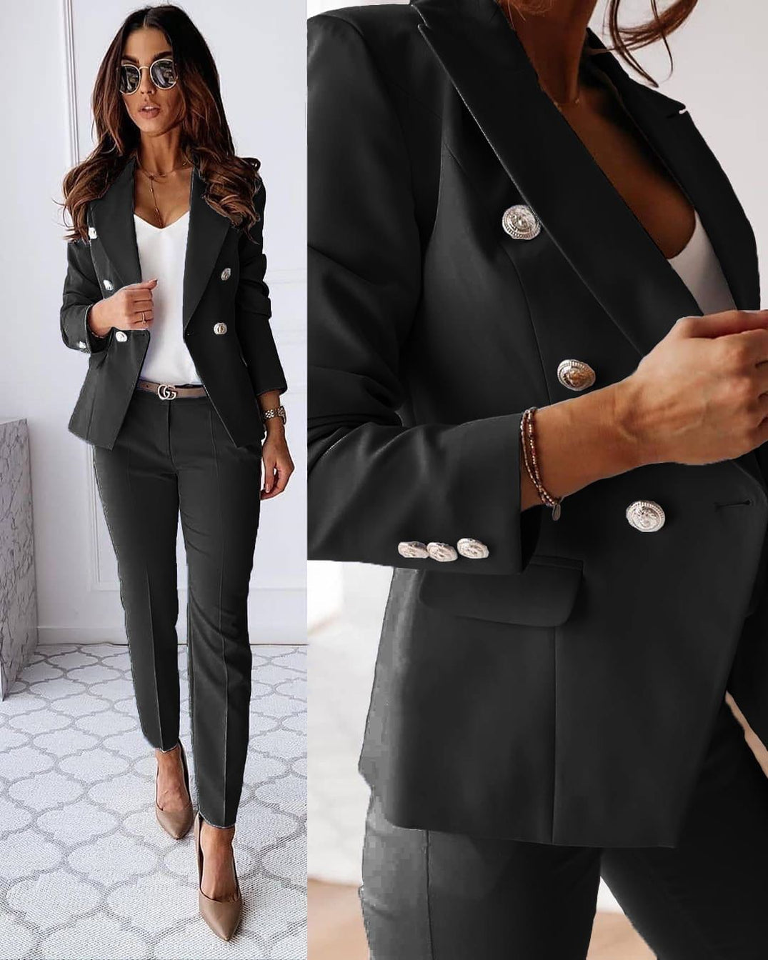 Tailleur pantalon à veste croisée — Amielle Paris