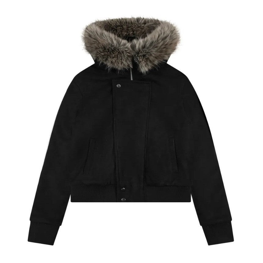 Sasha — Blouson à capuche et zip asymétrique — Amielle Paris
