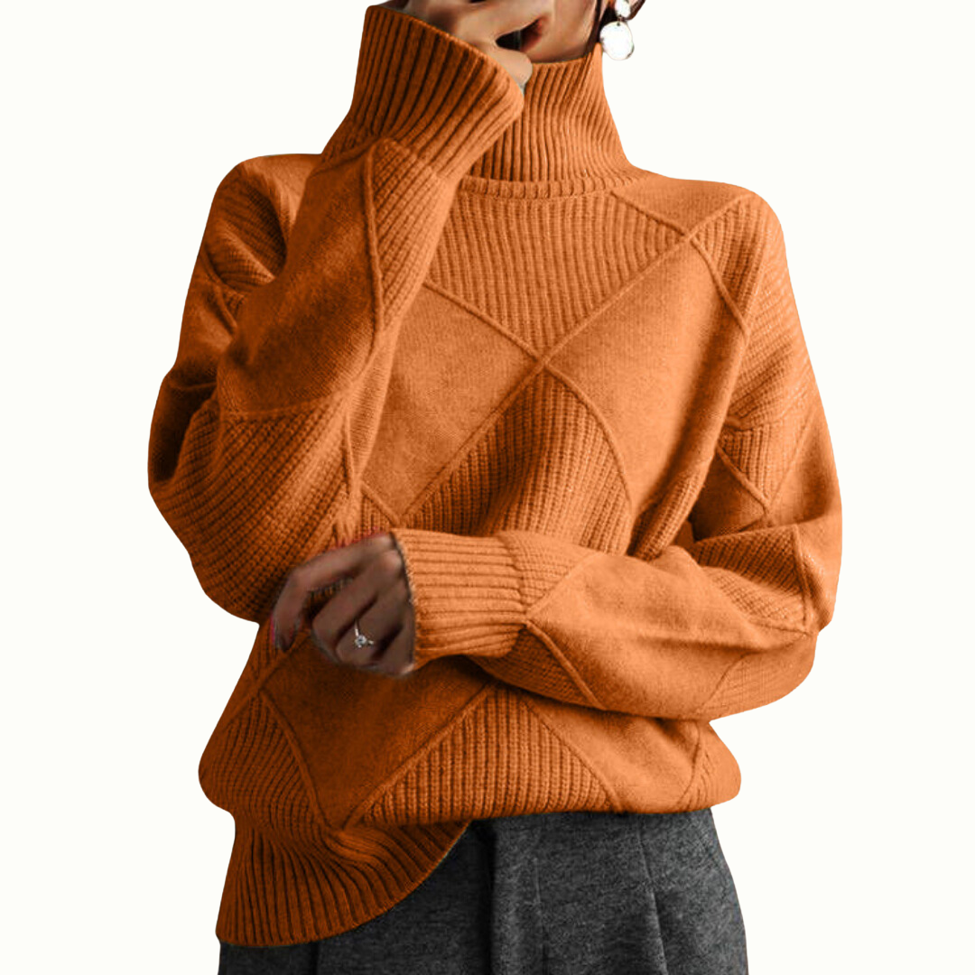 Pull à col roulé en maille côtelée — Amielle Paris