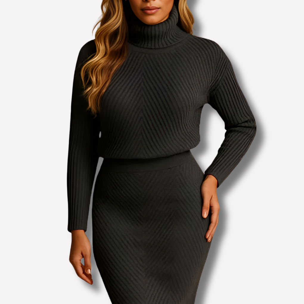 Freya — Robe midi texturée à manches longues — Amielle Paris