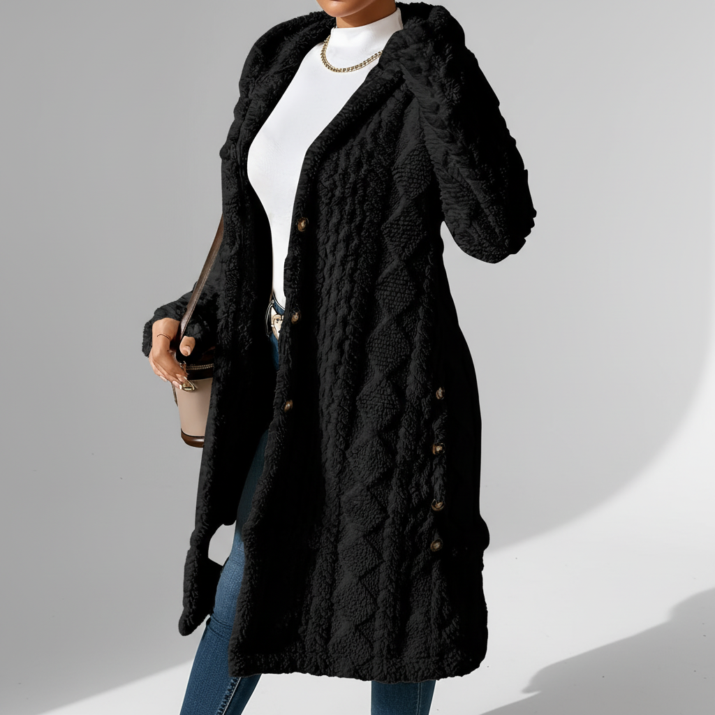 Olivia — Cardigan long boutonné à poches — Amielle Paris