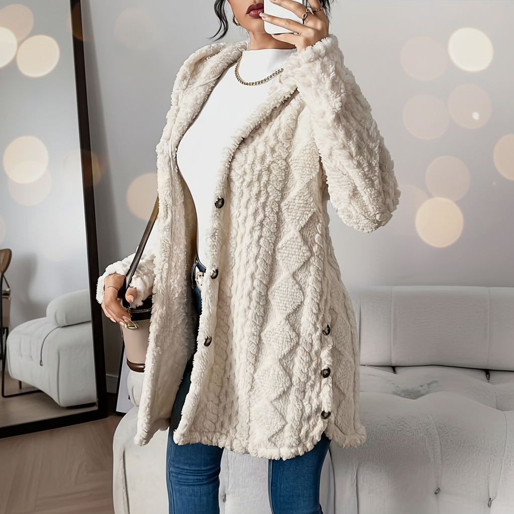 Olivia — Cardigan long boutonné à poches — Amielle Paris