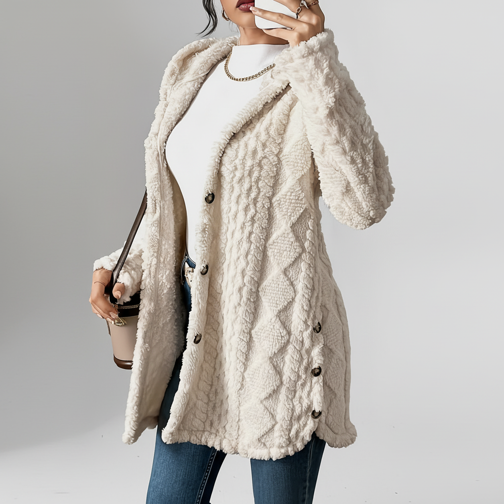 Olivia — Cardigan long boutonné à poches — Amielle Paris