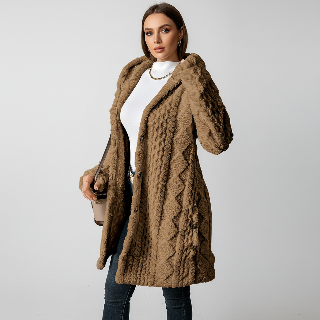 Olivia — Cardigan long boutonné à poches — Amielle Paris