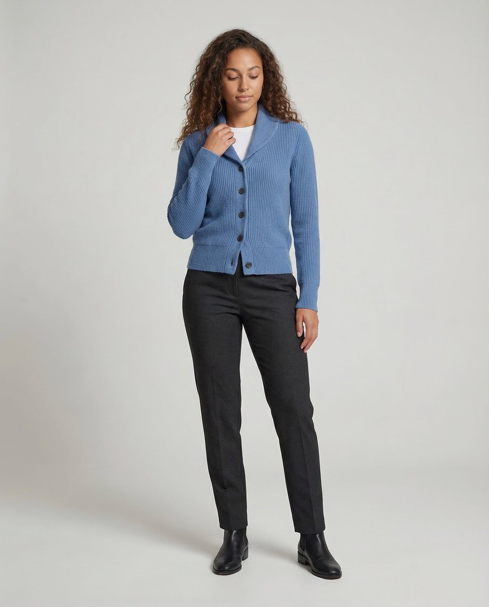 Clara — Cardigan côtelé à col à revers — Amielle Paris
