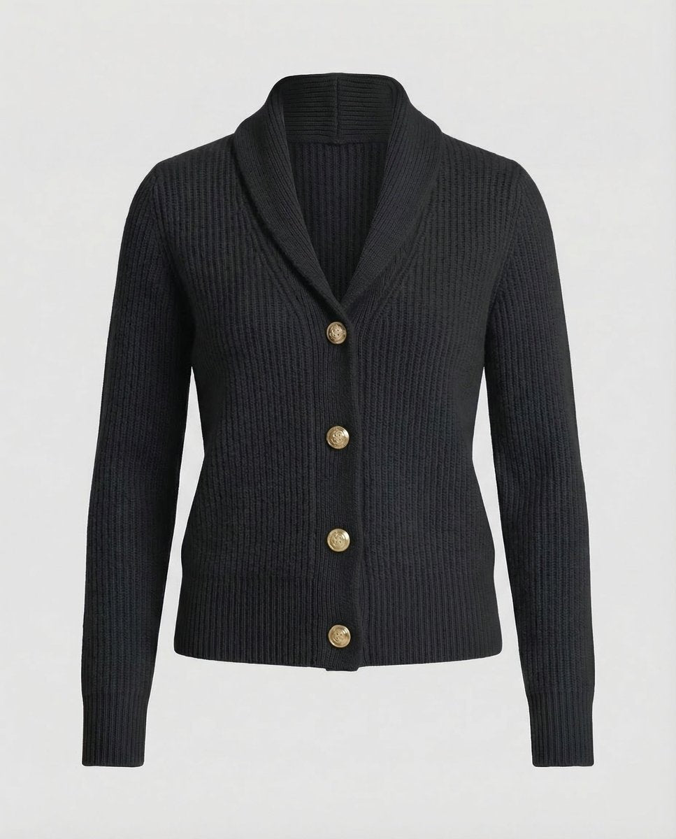 Clara — Cardigan côtelé à col à revers — Amielle Paris