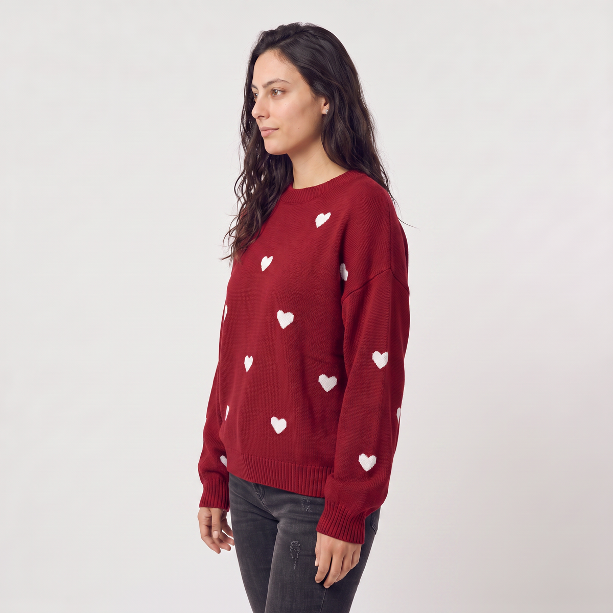 Pull ample à motifs cœurs et épaules tombantes — Amielle Paris — vue 4