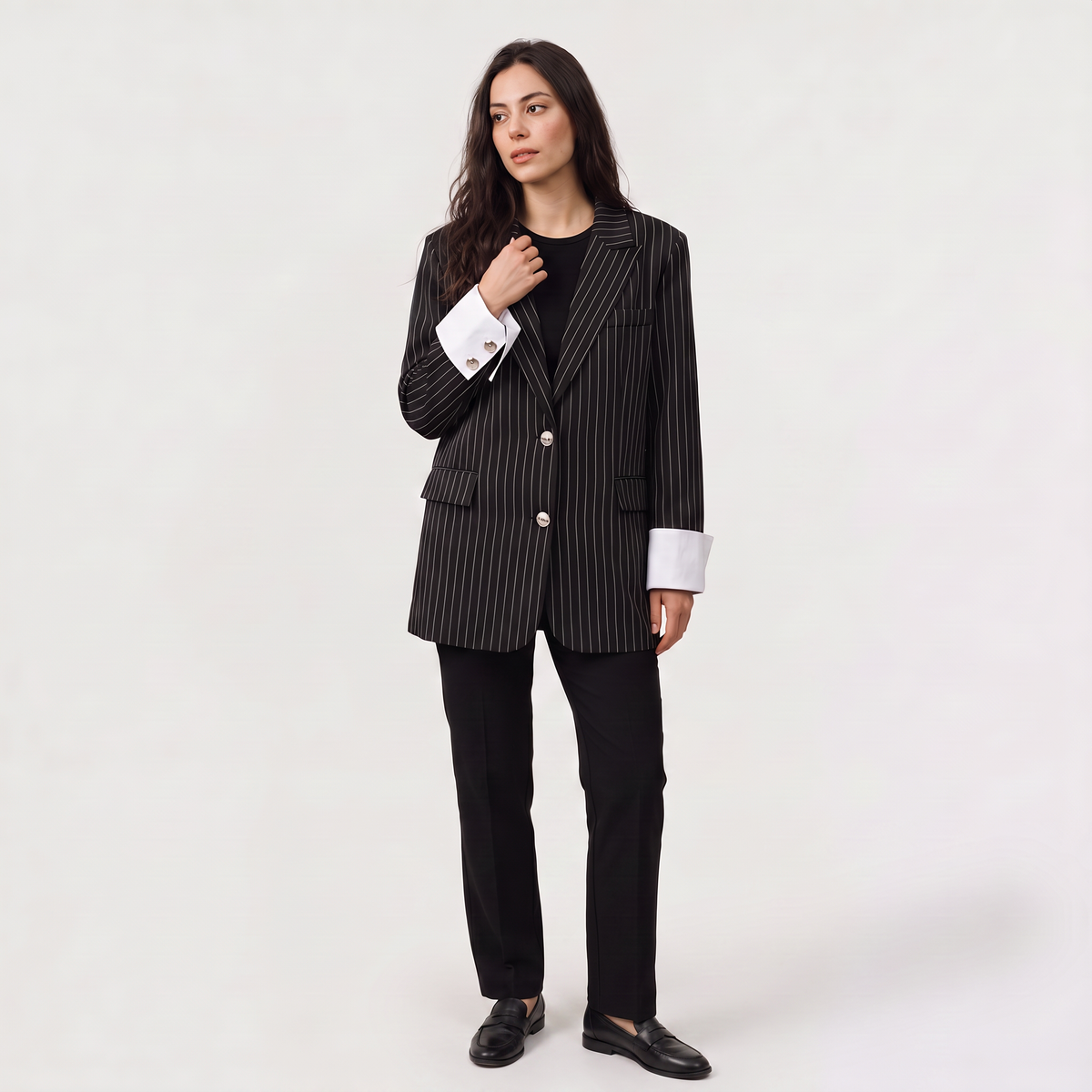 Blazer ample rayé à épaules structurées — Amielle Paris — vue 4