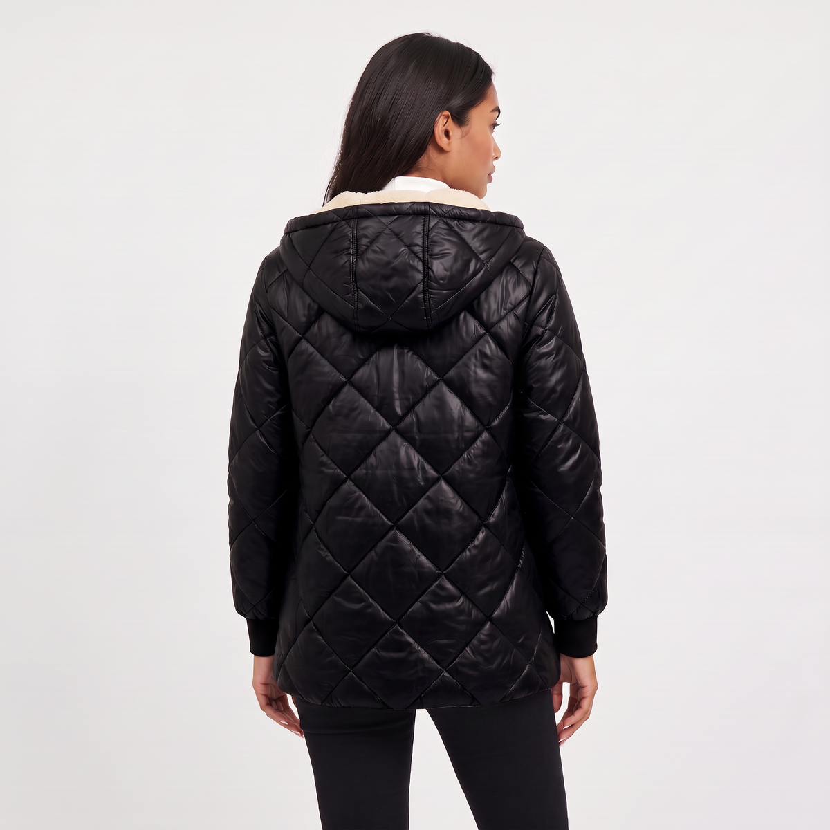 Veste matelassée mi-cuisse à capuche doublée — Amielle Paris — vue 3