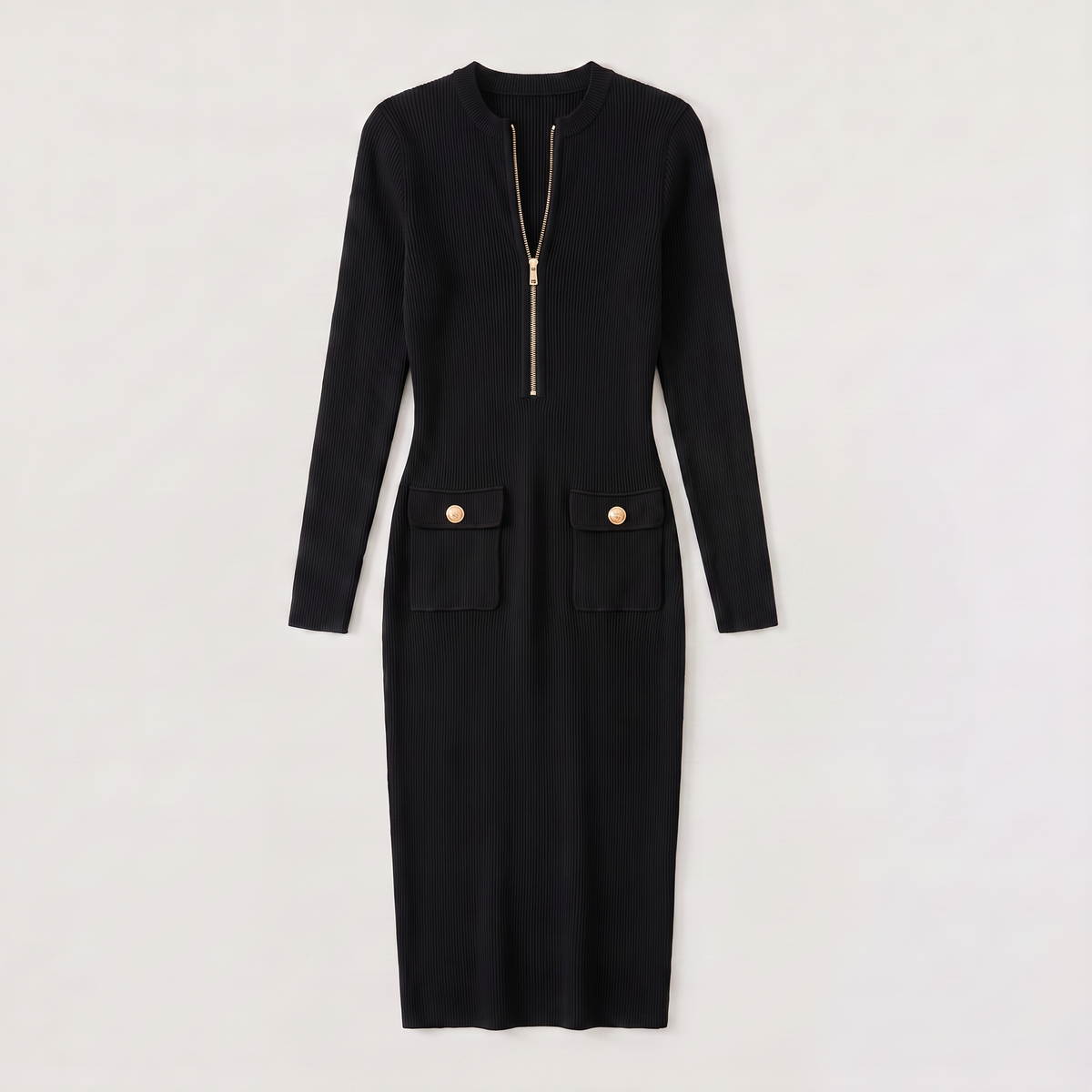 Robe-pull midi côtelée à encolure zippée — Amielle Paris — vue 5