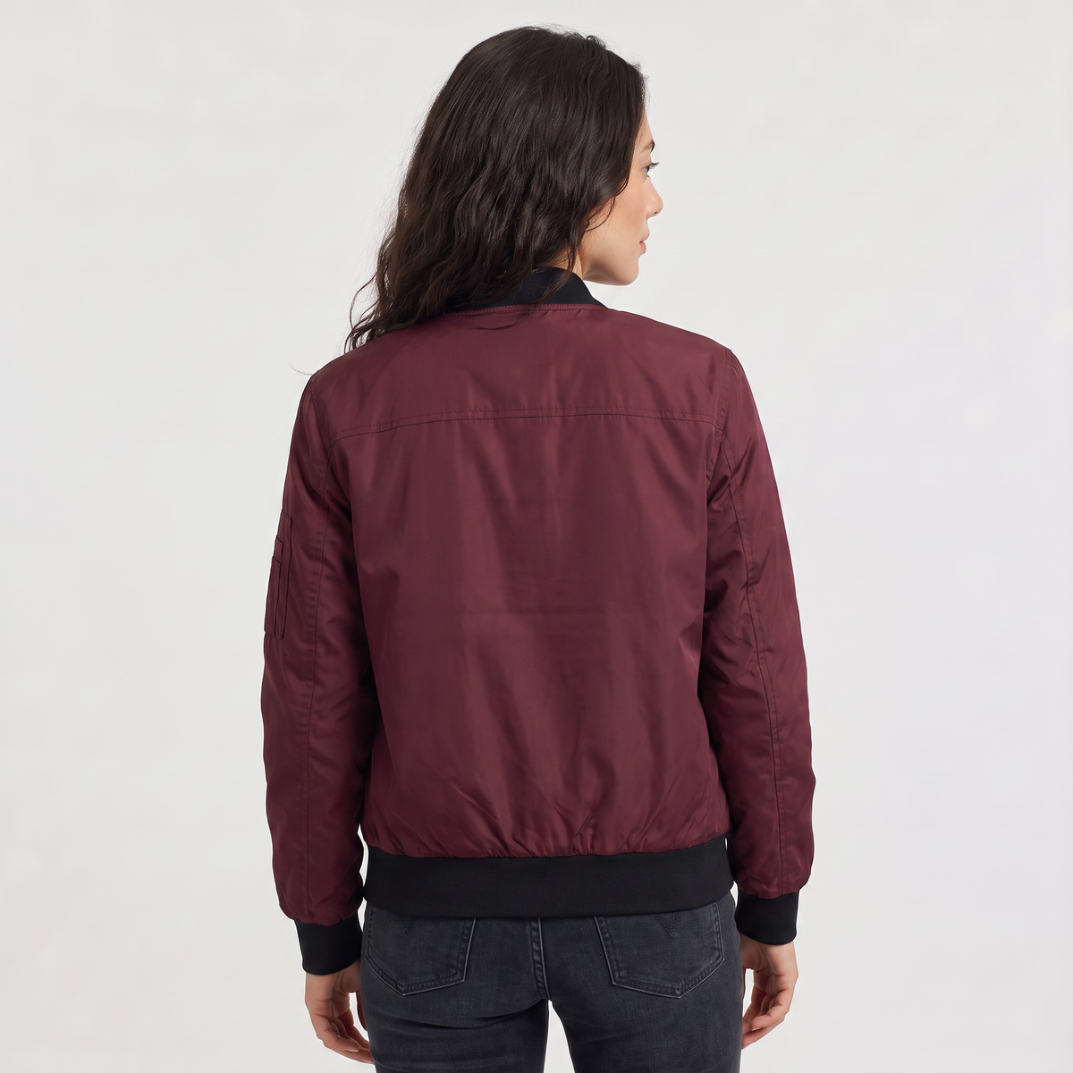 Bomber zippé à bords côtelés contrastants — Amielle Paris — vue 5