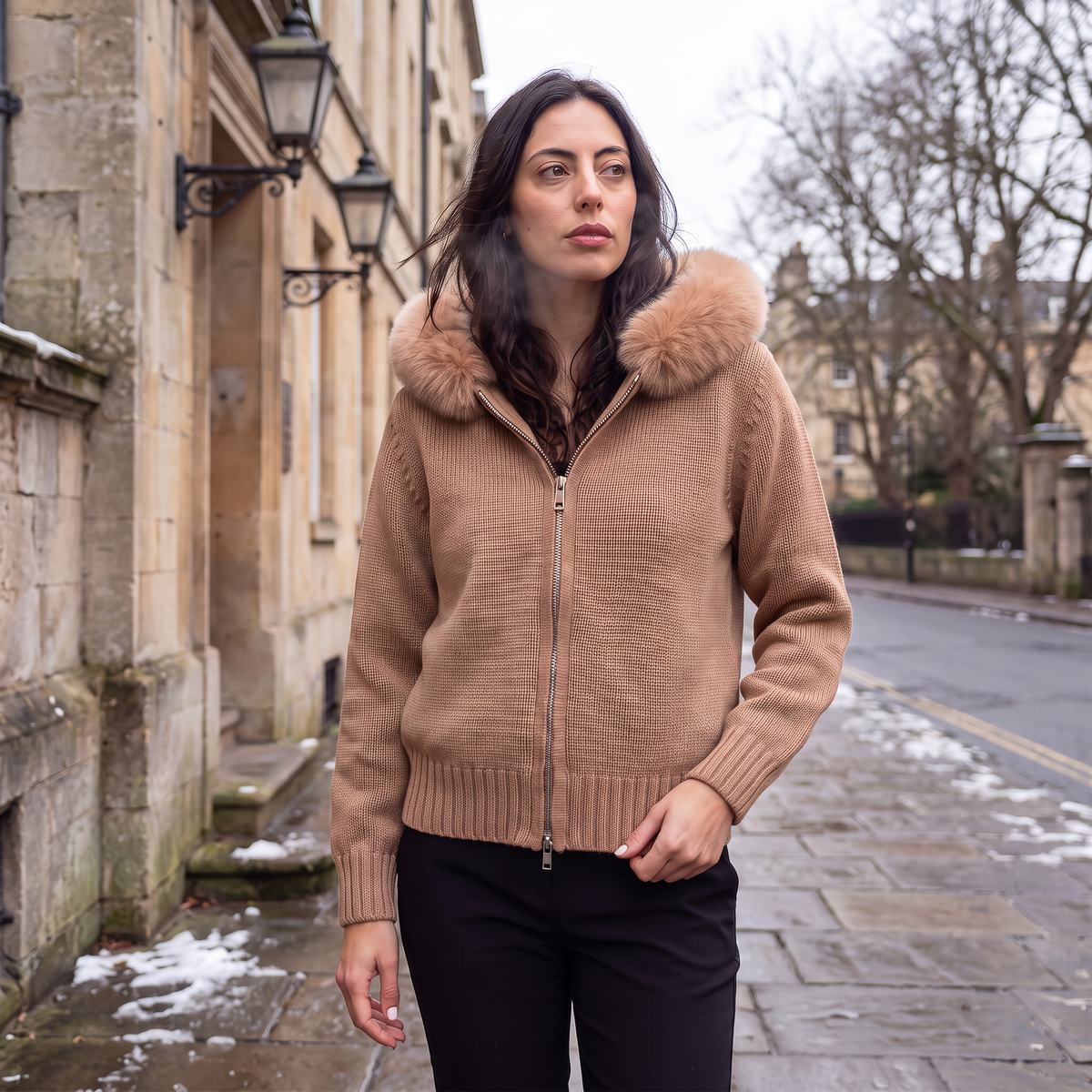 Veste en laine mélangée à col amovible — Amielle Paris — vue 3