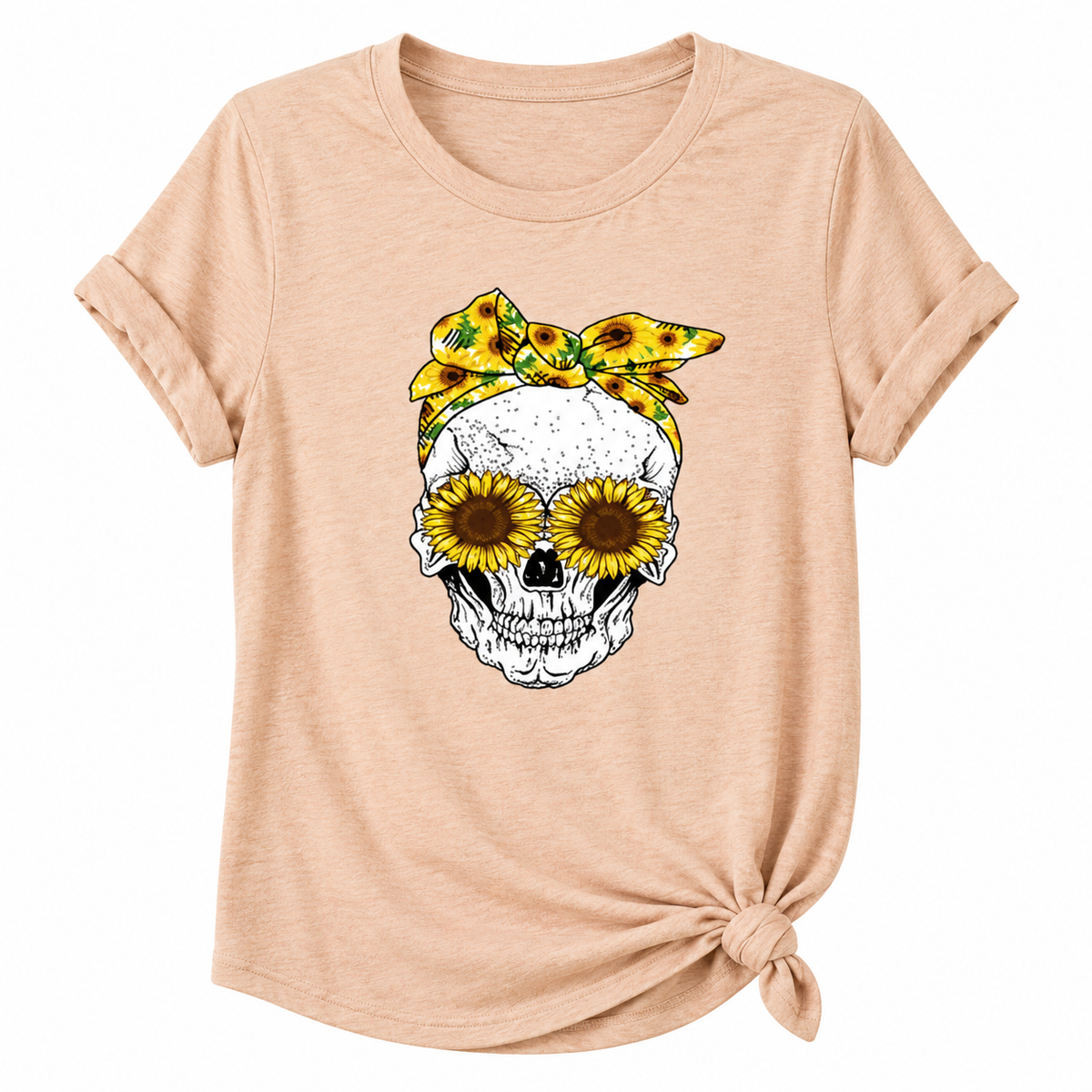 Miss Spooky — T-shirt tête de mort fleuri — vue 2