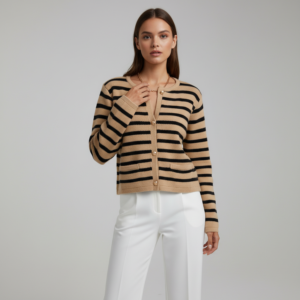Natalie — Cardigan rayé à coupe décontractée — Amielle Paris