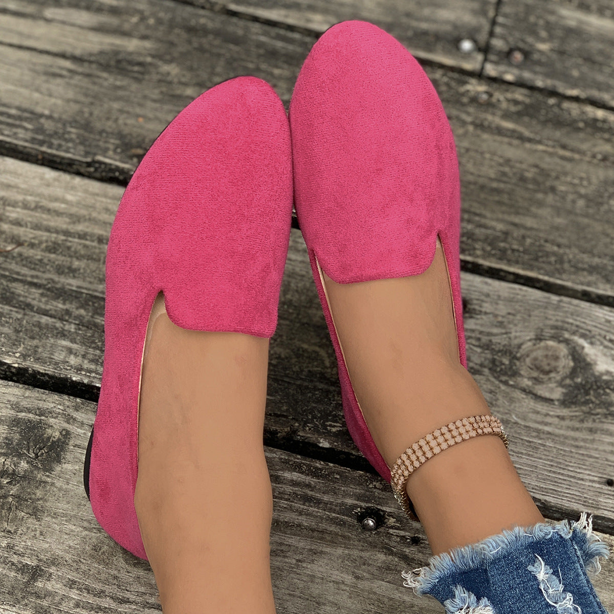 Mocassins aspect daim à bout arrondi — Amielle Paris
