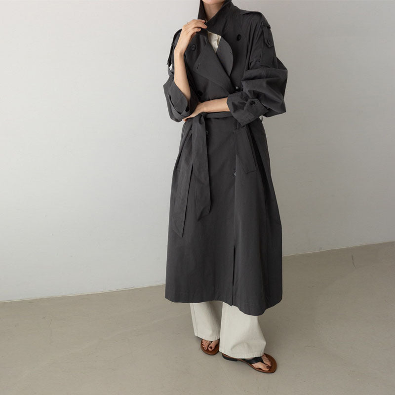Trench très long ample à taille ceinturée — Amielle Paris
