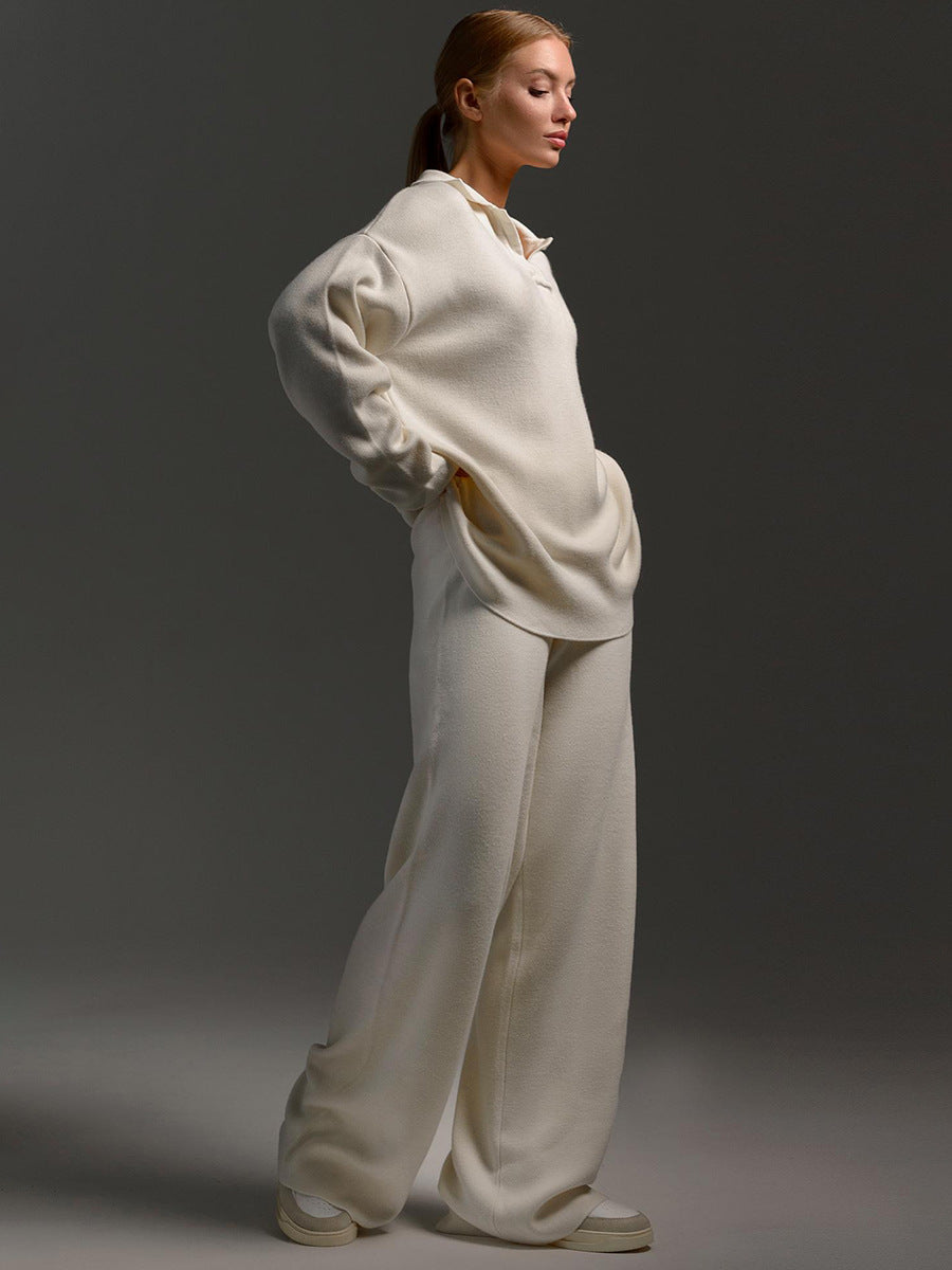 Ensemble en maille avec haut à col et pantalon large — Amielle Paris