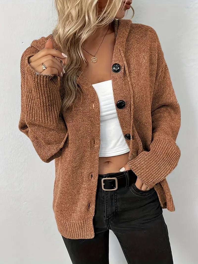 Gilet côtelé à capuche et boutons — Amielle Paris