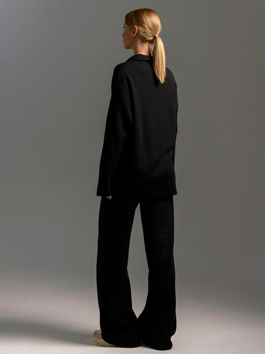 Ensemble en maille avec haut à col et pantalon large — Amielle Paris