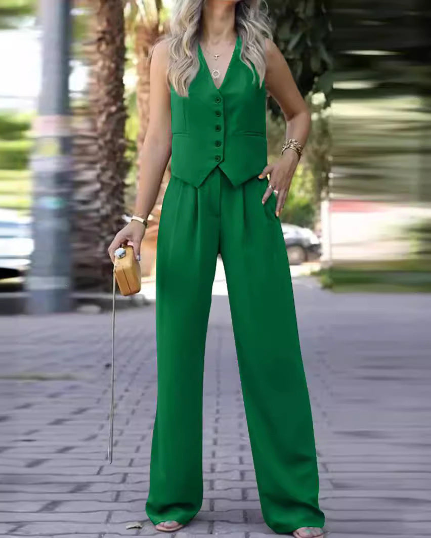 Scarlett — Ensemble gilet tailleur et pantalon large — Amielle Paris